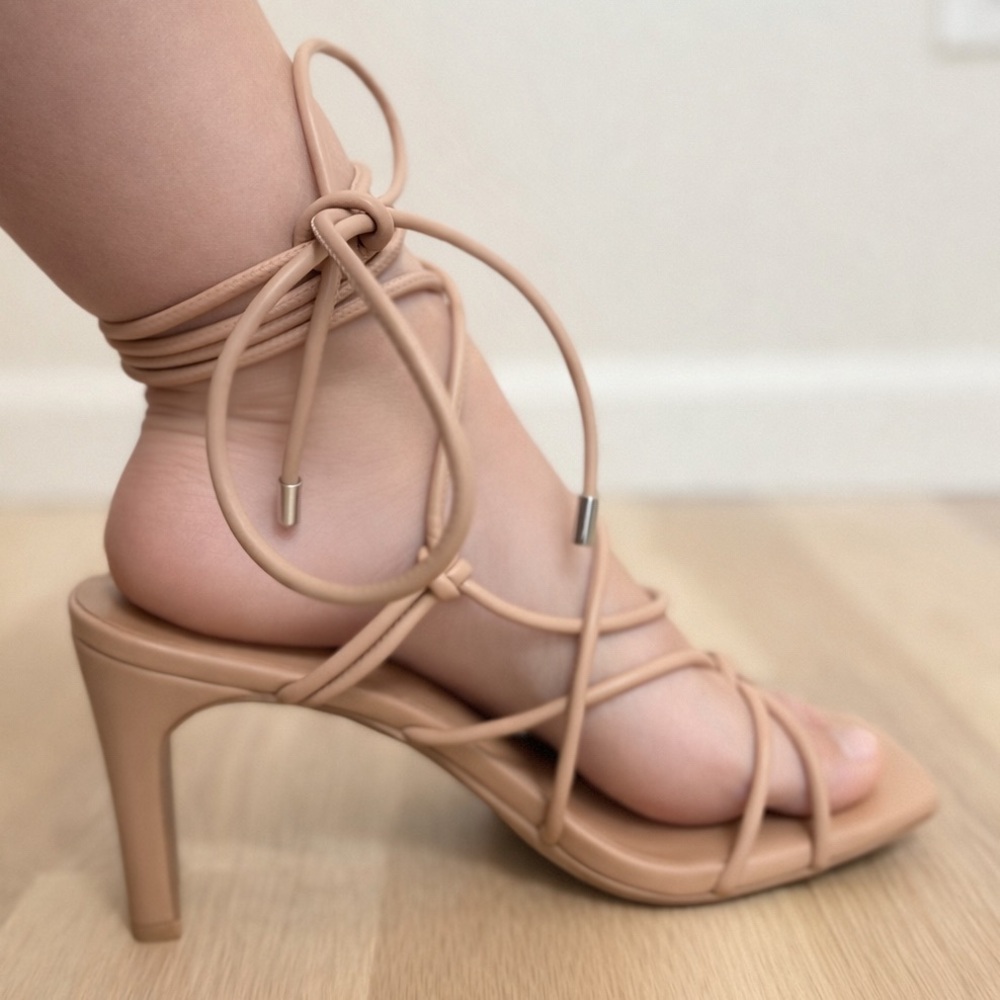 A new day - tan, strappy tie heel